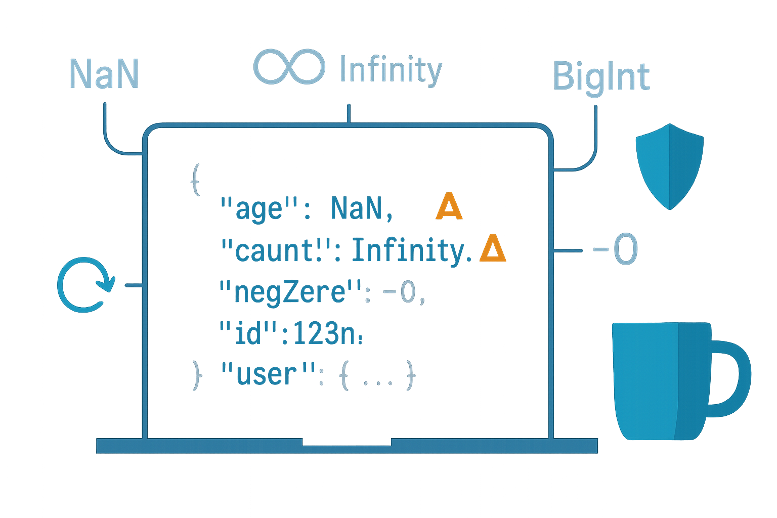 A practical, in-depth exploration of advanced JSON parsing and stringifying behaviors in JavaScript - covering NaN/Infinity, -0, BigInt, Dates, functions/undefined, circular references, revivers/replacers, prototype-pollution risks, streaming large JSON, and safe patterns you can apply today.