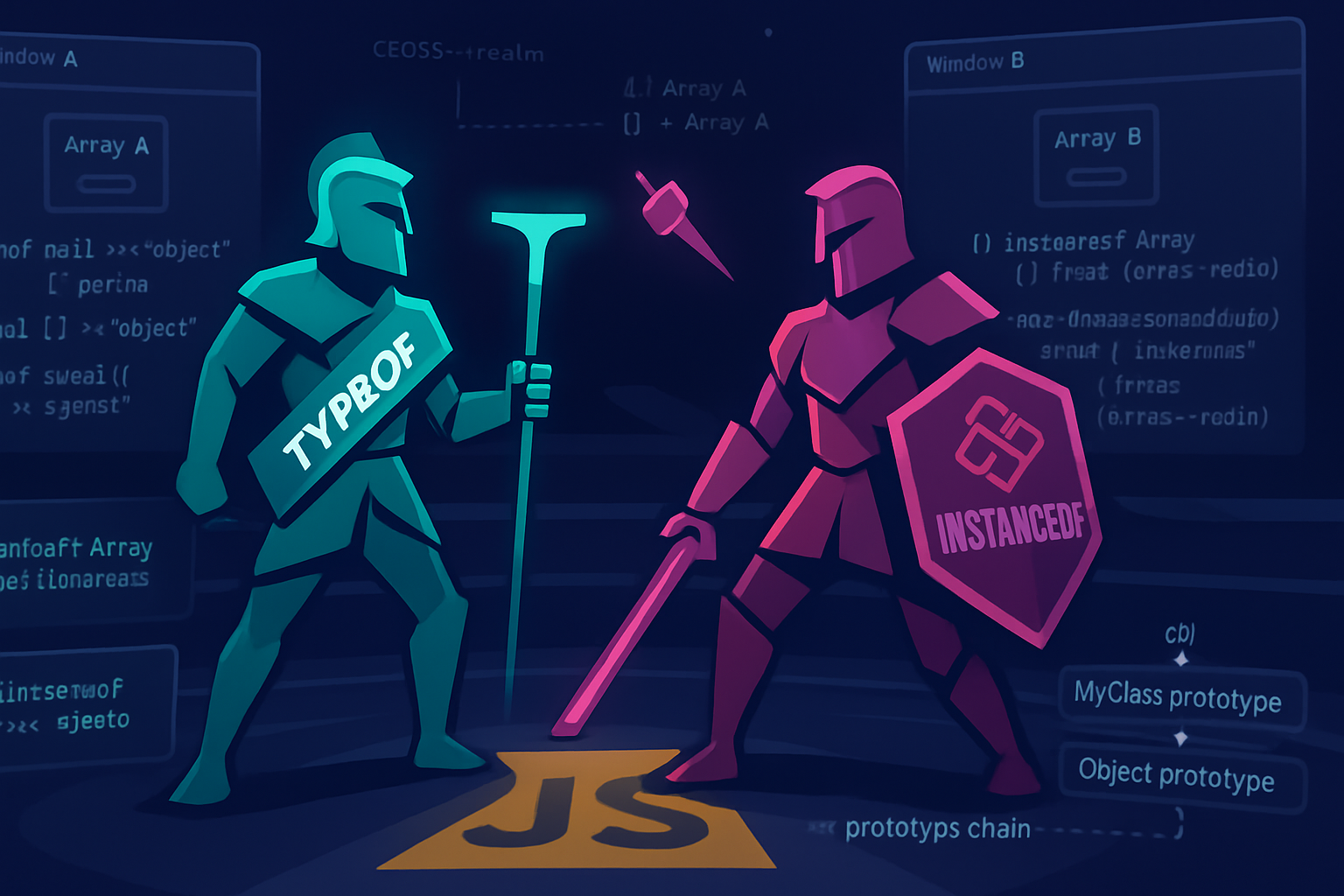 A practical, example-driven guide to choosing between typeof and instanceof - learn their differences, pitfalls, cross-realm quirks, and reliable alternatives for robust type checks in JavaScript.