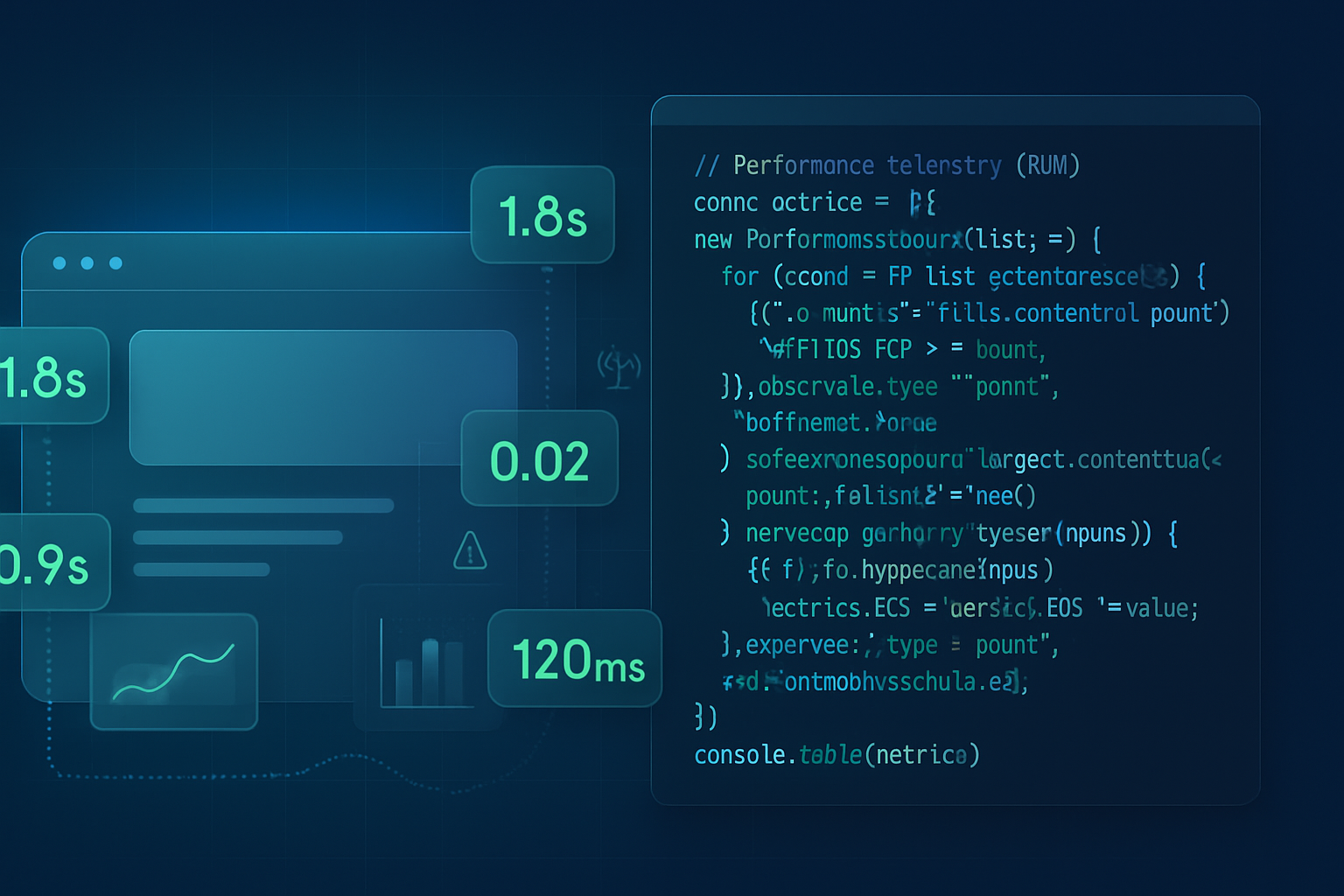 Learn how to use the PerformanceObserver API to capture real, user-centric performance metrics (LCP, FCP, CLS, FID/INP, long tasks), send them for analysis, set SLOs, and iterate on improvements with code examples, percentile calculations, and real-world optimizations.